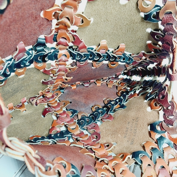 Vintage Leather Patch Stitch High Details Boho Shoulder Hand Bag 0390 - Picture 8 of 10